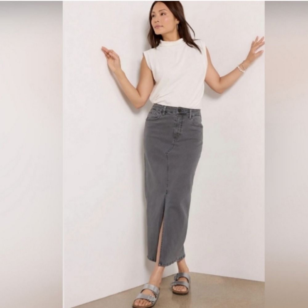 KUT From The Kloth Gray Kindra Maxi Front Slit Skirt Size 2 NWT